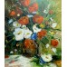Buy painting on canvas from the artist - a bouquet of flowers: tulips, peonies, buttercups, cornflowers